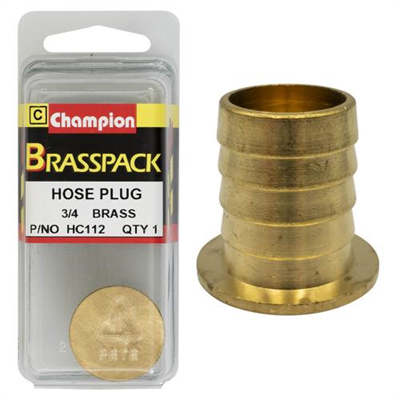 Champion Brass Hose Plugs - Barbed - 3/4in