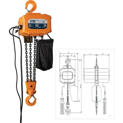 ITM 240V Electric Hoist-3 Ton-6 Meter Lift