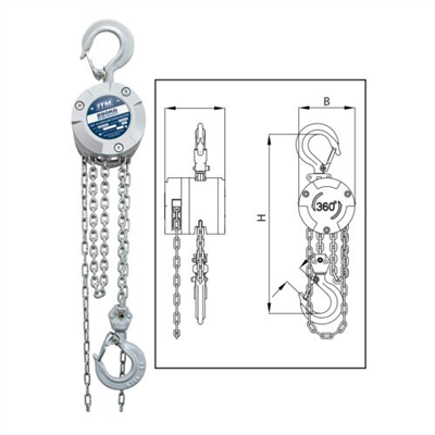 ITM Chain Block, Aluminium 360 Degree, 250kg, 3M Lift