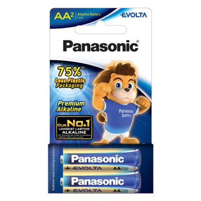 Panasonic AA Battery Evolta Alkaline (2pk) Paper Pack