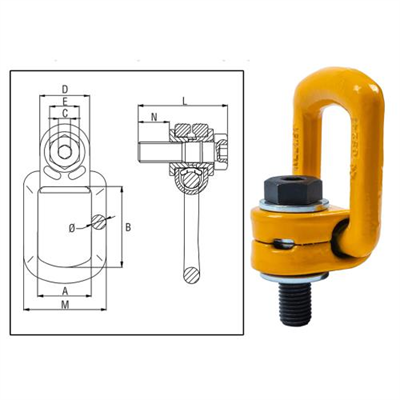 ITM G80 Lifting Point-Mega Eye Bolt-M10-0.63 T