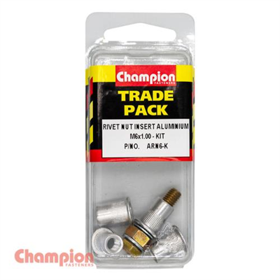 Champion Rivet Nut Insert Aluminium M6x1.00 - Kit - 4pk