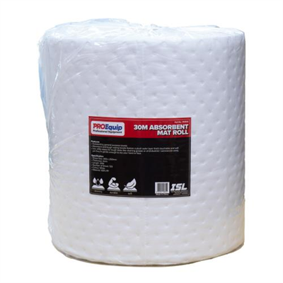 ProEquip Absorbent Mat Roll 30M - 400x250x4mm - Oil (White)