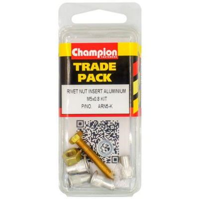Champion Rivet Nut Insert Aluminium M5 x 0.8mm - Kit - 4pk