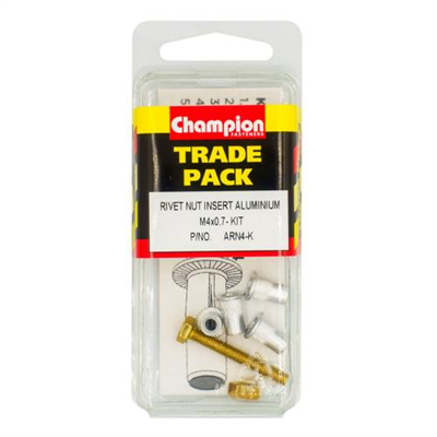 Champion Rivet Nut Inserts Aluminium w Nut & Bolt M4x0.7 Kit
