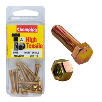 Champion Hex Set Screw High Tensile M4x25mm Grade 8.8 - 10pk