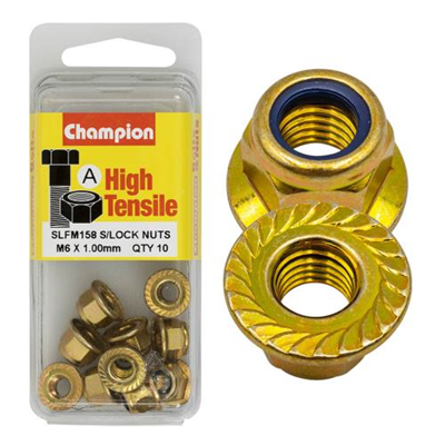 Champion Hex Flange Self-Locking Nuts Nylon Insert M6x1.00mm