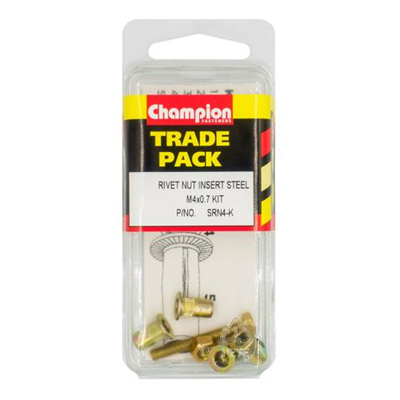 Champion Rivet Nut Insert Steel Kit M4 x 0.7mm - 4pk